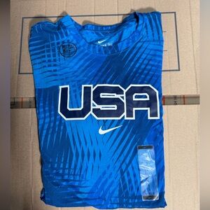 Nike Blue Striped Dri-FIT Graphic Tee
